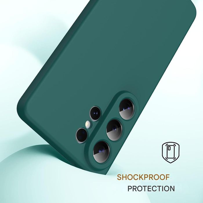 Матов силиконов кейс за samsung galaxy s26 ultra - тъмно зелен - със з