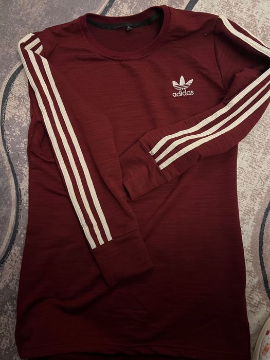 Блуза с дълъг ръкав Adidas цвят бордо