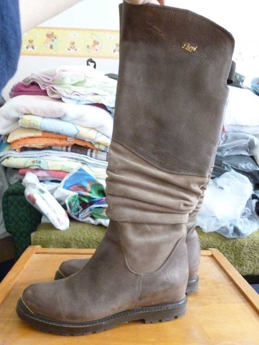 Ботуши от естествена кожа със скрита платформа