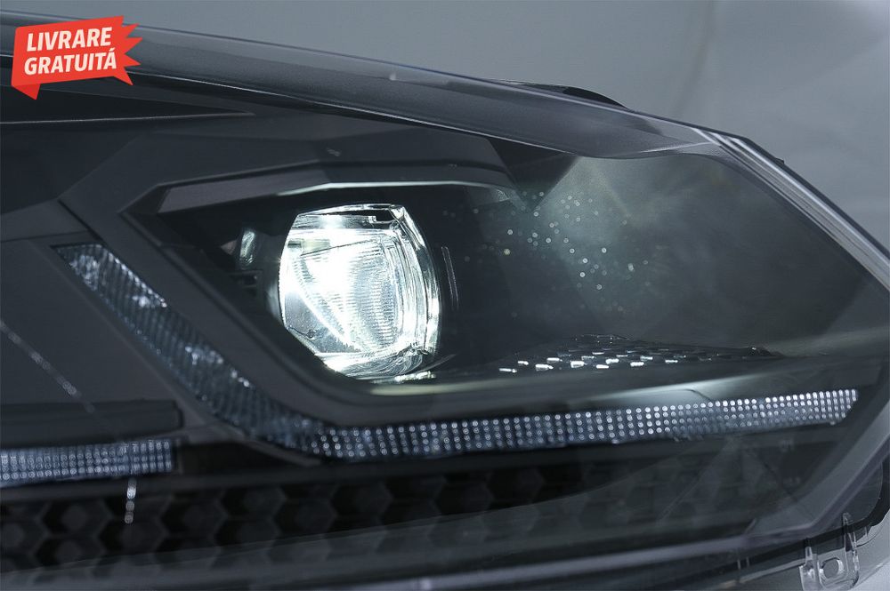Faruri LED VW Golf 6 VI (2008-2013) Facelift G7.5 Design Negru Semnali