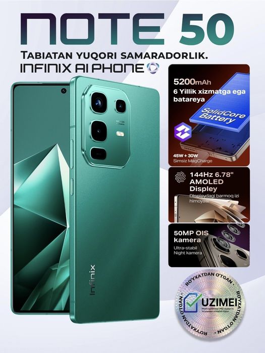 Infinix NOTE 50 2026 New Super Skidka+Garantiya+Dastavka
