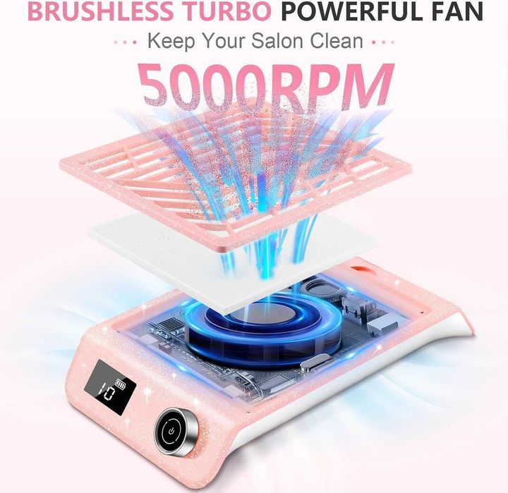 Акумулаторен колектор за прах от нокти Kredioo, 10 степени,5000 об/мин