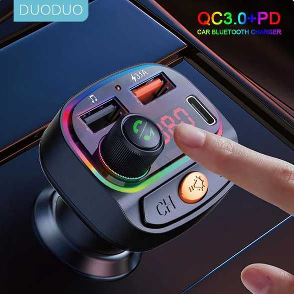 Автомобилен Bluetooth C14 FM трансмитер с USB и PD зарядно устройство