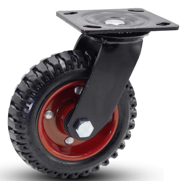 Set 3 roti industriale pivotantă de 150 mm, pentru sarcini grele, cu cauciuc plin, capacitate de încărcare de până la 150 kg/roata