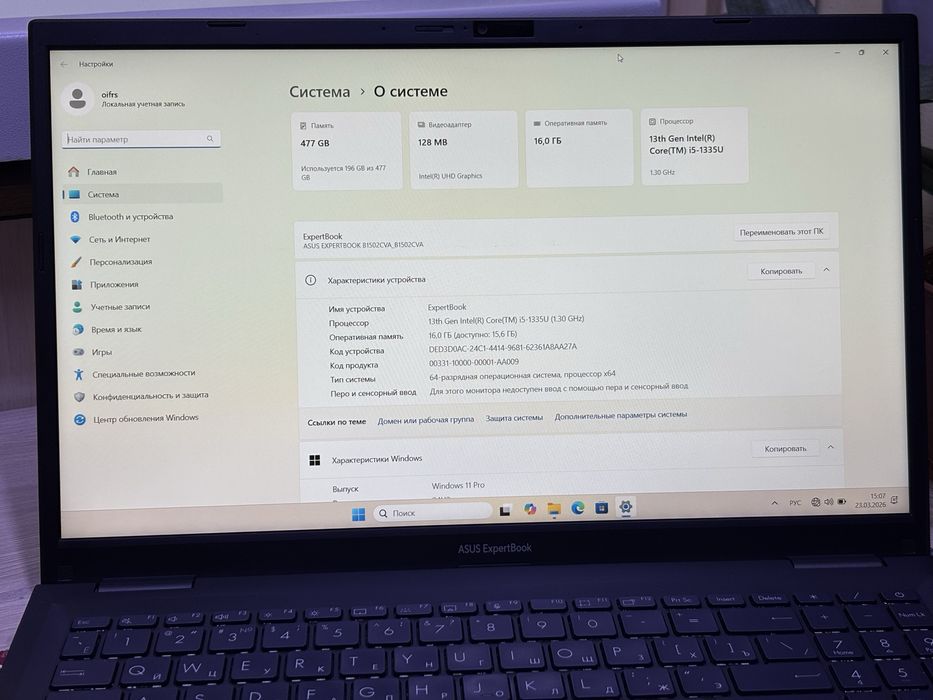 Asus i5-1335U озу16 ssd512