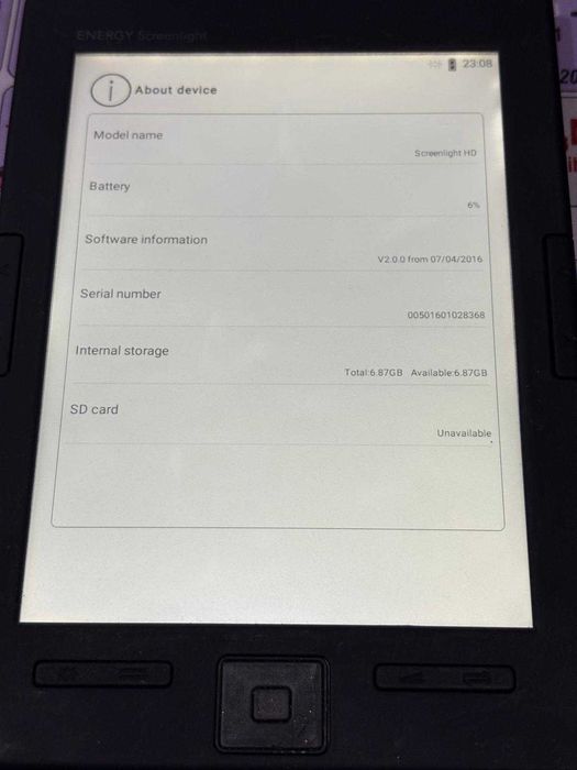 e-book reader Energy Sistem Screenlight HD iluminat 8gb + card