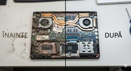 Curățare laptop, schimbare pastă termoconductoare, upgrade SSD/RAM/Baterie/WIFI Card în București