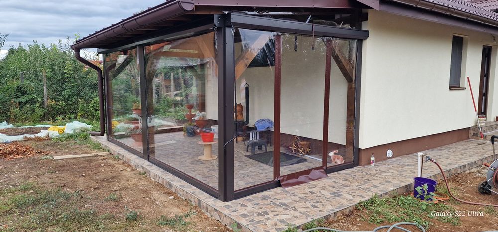 Folie cristal transparent inchidere terasa .