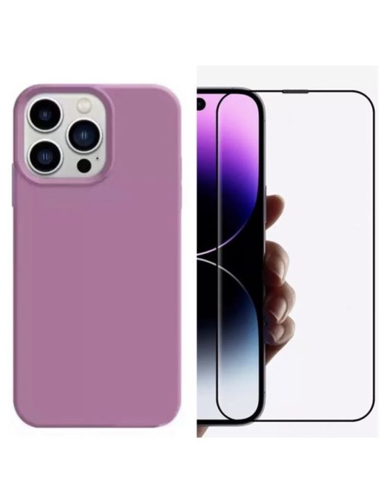 Husa Color Alcantara+Folie Sticla Iphone 14/15/16E/17 PLUS PRO MAX AIR