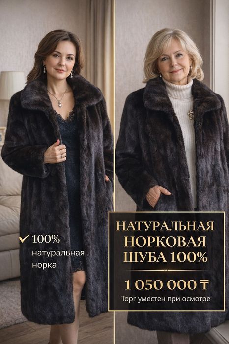 Норковая шуба 120см