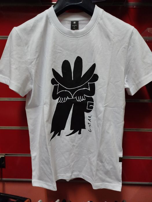 Оригинална тениска G-Star Raw Boots M нова мъжка бяла