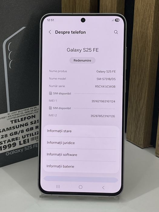 Samsung S25 FE 128Gb 8Gb ram / 0 Cicluri Incarcare Garantie #56437