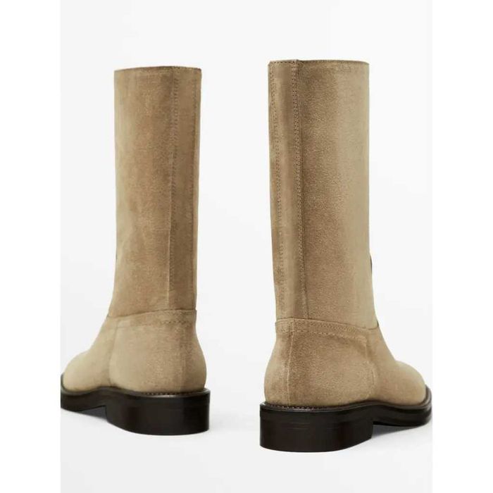 NOI in Cutie Massimo Dutti Cizme Bej Înalte Piele Întoarsǎ Femei 39 Primǎvarǎ / Varǎ STOC EPUIZAT