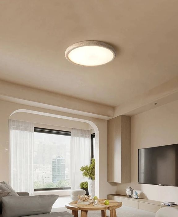 Led плафон за таван от естествен травентин 58 см 40 W с дистанционно