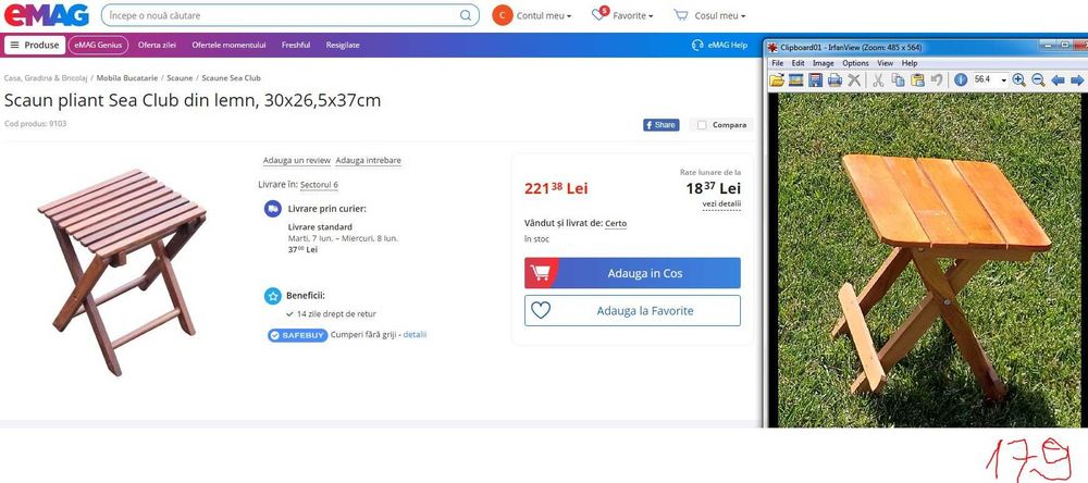 Etajera Ratan Scaunel lemn