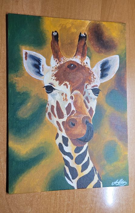 Pictură girafa in acrilice