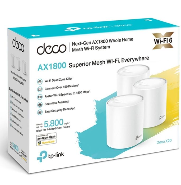 Sistem Wi-Fi Mesh TP-Link Deco X20(3-pack) Dual-Band Gigabit AX1800 cu acoperire completa pentru casa