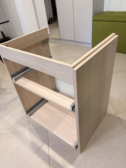 Corp mobila baie Cersanit, din PAL + MDF, alb bej, cu sistem push