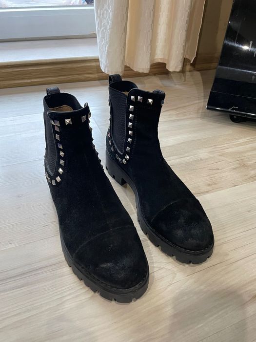 Ghete Musette cu tinte din piele intoarsa