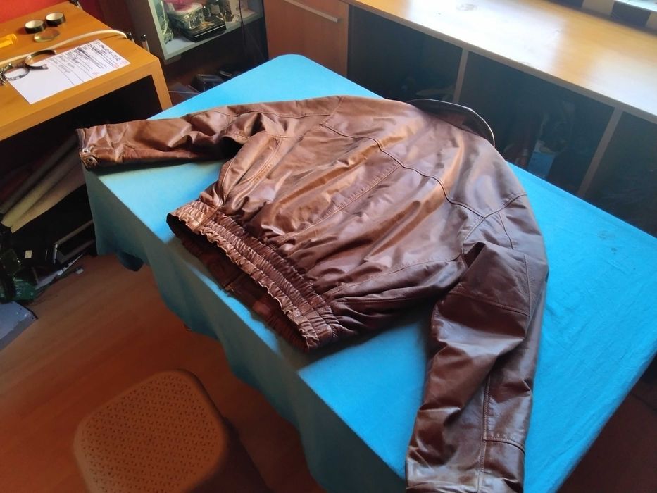 голямо мъжко тузарско яке XL от естествена кожа до кръста-ТОП ГЪН