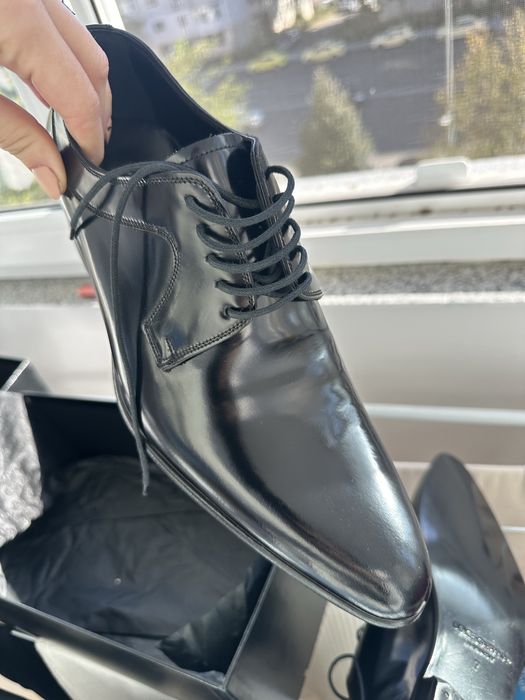 Pantofi bărbătești Dolce & Gabbana Derby Shade – piele neagră, mărimea 41