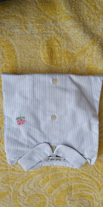 Рубашечка на девочку, бледно голубая  в полоску