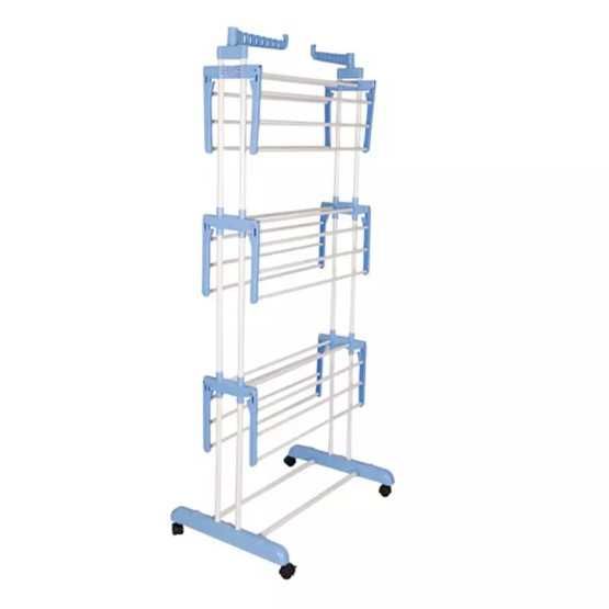 Голям Сушилник за дрехи - сгъваеми 3 нива и 2 закачалки, на колелца