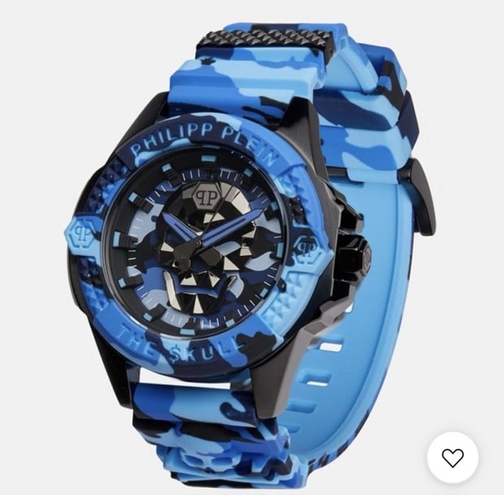 Часовник Philip Plein "The Skull" Blue Camouflage PWAAA1021