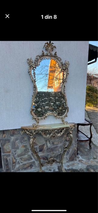 Consola bronz cu blat onix si oglinda !