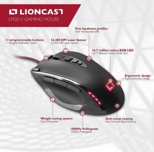 Геймърска мишка Lioncast LM20 Gaming mouse Black