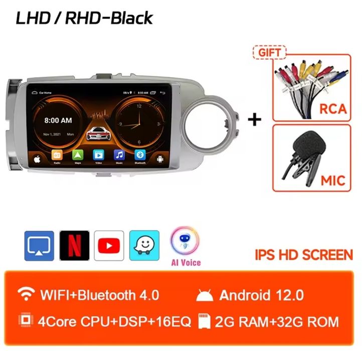 Tableta android 2din -2gb ram/32gb rom (pentru Toyota Yaris plug&play)