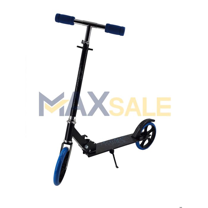 Детска тротинетка сгъваема скутер scooter черно и синьо опорна стойка