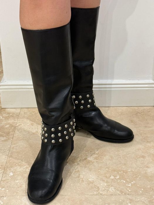 Cizme Piele ZARA cu Catarama Metalica