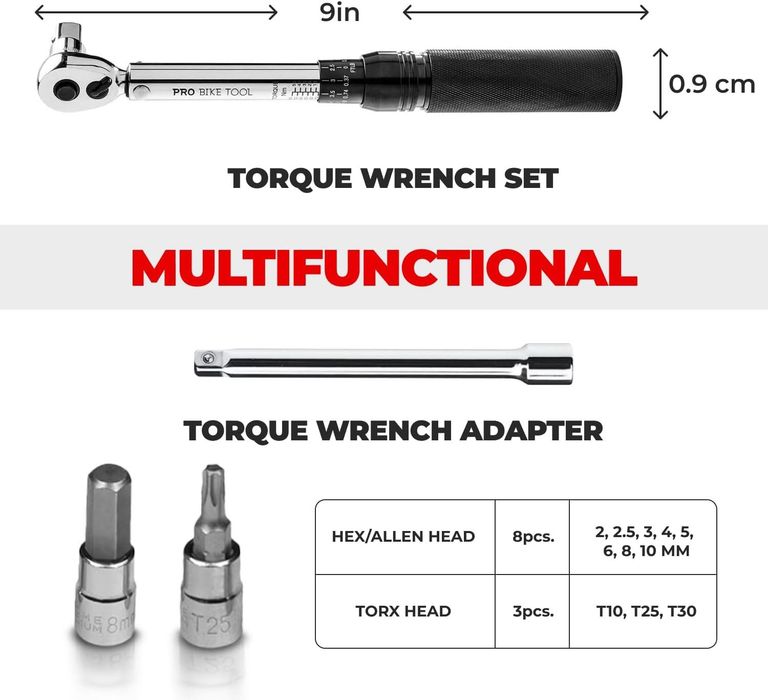 PRO BIKE TOOL Set de torx, chei dinamometrice de 1/4 inch,sigilat
