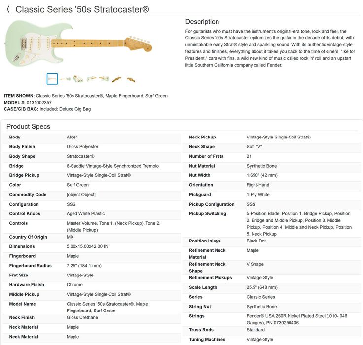 Chitara Electrica Fender Classic Series '50s Stratocaster