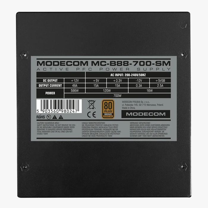 Блок питания MODECOM 700W 80+ Bronze