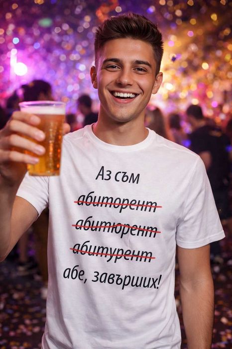 Поръчай уникална тениска с твоя идея за своя имен ден, абитуриентски бал, сватба, кръщене, ергенско парти и др!