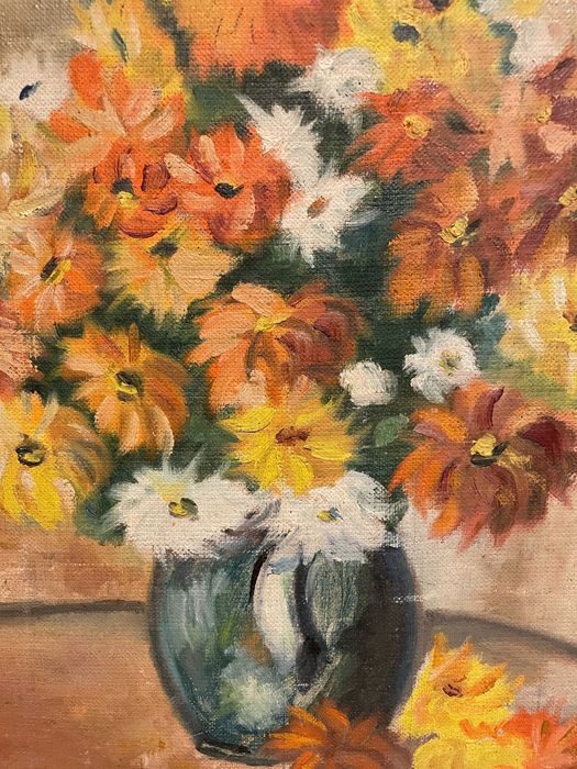 pictura veche pe panza in ulei tablou vechi pe panza in ulei tablou