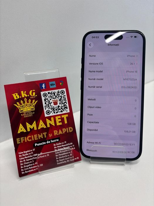 Iphone 16 100% 128gb Amanet BKG