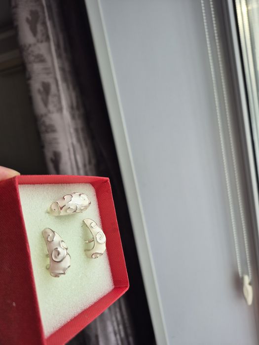 Комплект серебро серьги, кольцо 925.