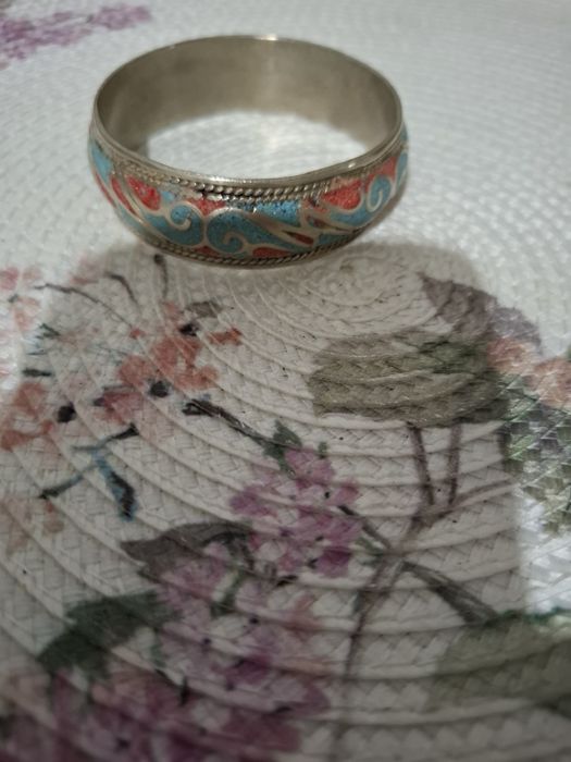 Bratara tribala argint cloisone 6.5 cm raza interioara