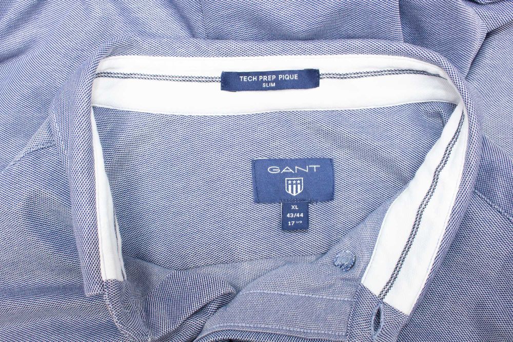 Gant Tech Prep Pique мъжка риза синя Stretch Slim Fit XL