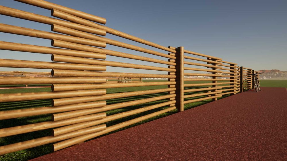 Gard-pavilion pietonal din lemn rotund intercalat Rondeko - MODEL NOU!