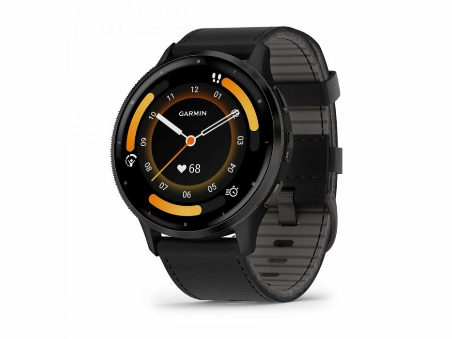 Garmin venu 3 с допълнителна кожена каишка.