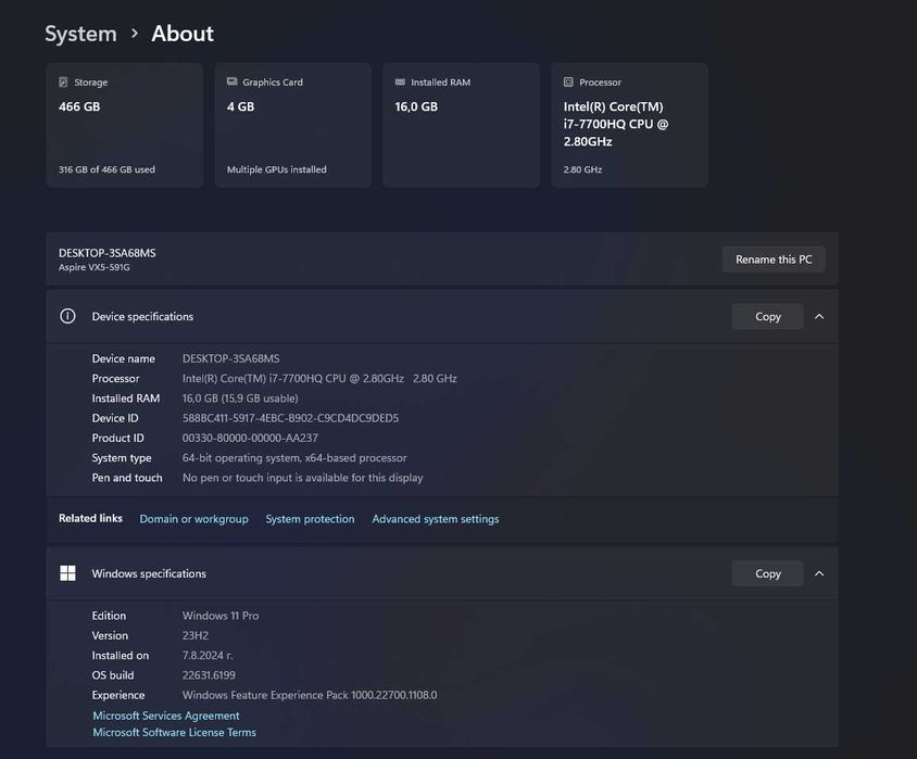 Геймърски лаптоп Acer Aspire VX15 - I7-7700HQ, 16GB DDR4, GTX 1050ti