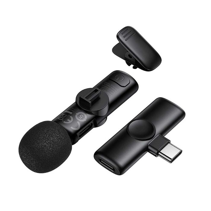 Microfon Lavalieră Wireless Borofone Winner BFK16, USB-C, Omnidirecțional, Anulare Zgomot ENC, Plug&Play, Negru