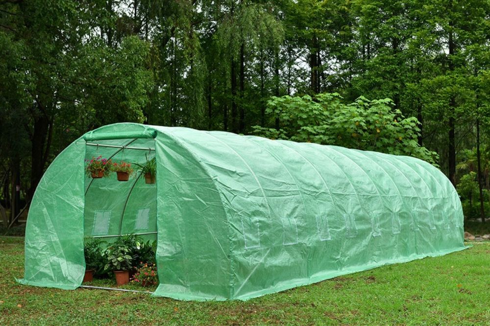 Градинска оранжерия с метална конструкция 6х3х2м, за зеленчуци, зелена