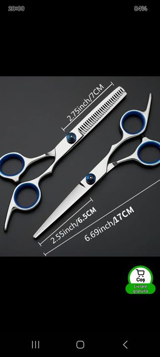 Foarfeci profesionale tuns și filat păr