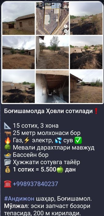 Andijon shaxar Bog'ishamol tojimaxal 7-tor