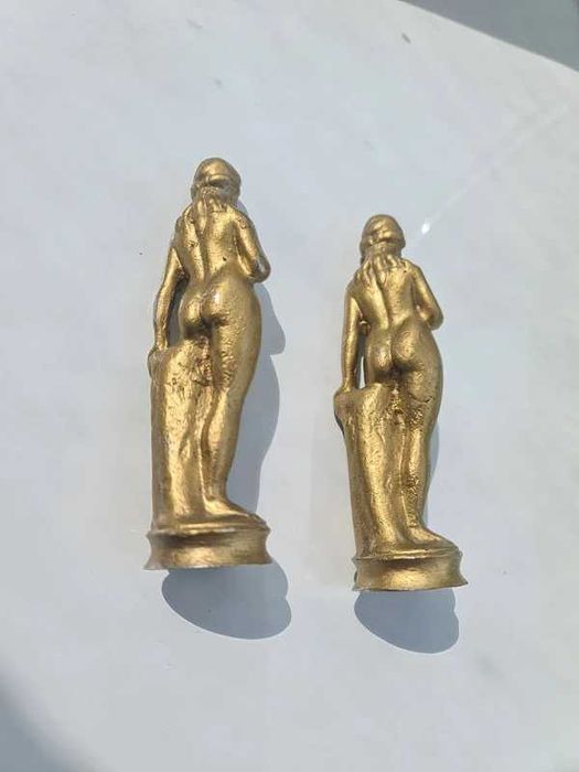 Set Statuie Nud femeie sculptura metal aurie